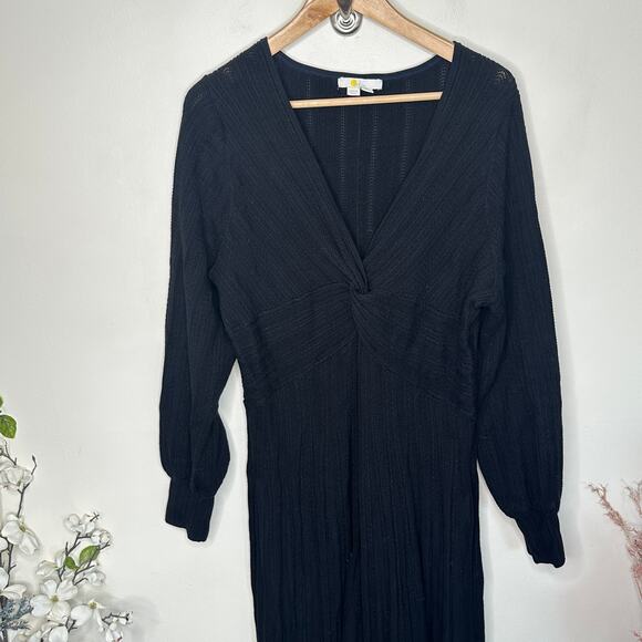 BODEN Twist Front Knitted Midi Dress Black Sz 16/18 {3B39} - Picture 5 of 10
